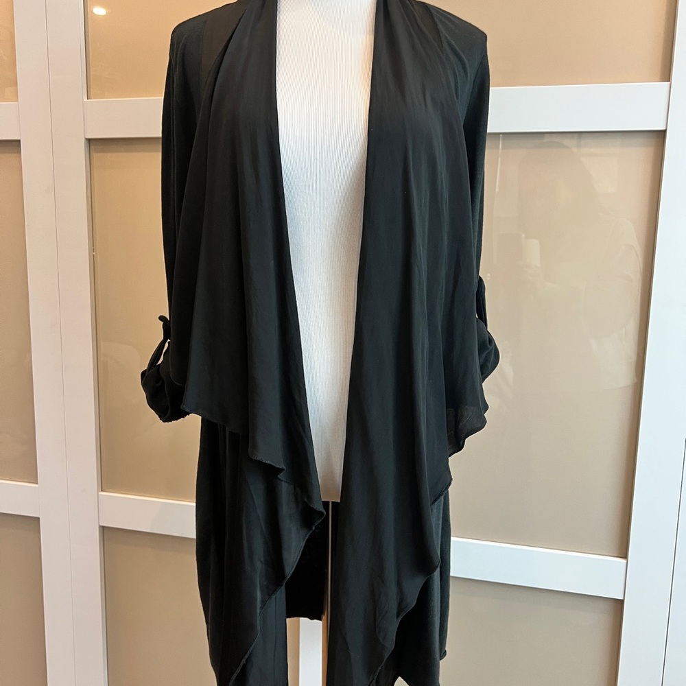 Unique Silk-Draped Front Knit Cardigan